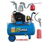 Puma 50 Litre 2.5 Hp 220 Volt Akuple Pistonlu Kompresör (5 Li Hava Setli)