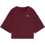Puma Bordo Kadın Oversized T-Shirt Günlük Kullanımda Rahat Kesim ve Şık Tasarım