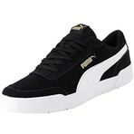 Puma Caracal Suede Trainers Black White Team Gold Unisex Yetişkin Spor Ayakkabı