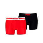 PUMA Erkek Erkek Günlük Placed Logo Boxers Men Everyday Placed Logo Boxers (2'li Paket), Kırmızı/Siyah - Yeni, S