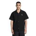 PUMA Erkek Wardrobe ESS Relaxed gofre kumaş tişört, Siyah, S