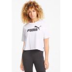 Puma Essential Cropped Logo Kadın Siyah Tişört - Beyaz