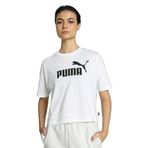 Puma Essentials Logo Cropped Tee Women Kadın Crop T-shirt, Puma White, M