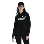 Puma Essentials Logo Cropped Women's Hoodie Kadın Kapüşonlu Sweatshirt, Puma Black, S