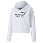 Puma Essentials Logo Cropped Women's Hoodie Kadın Kapüşonlu Sweatshirt, Puma White, S