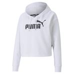 Puma Essentials Logo Cropped Women's Hoodie Kadın Kapüşonlu Sweatshirt, Puma White, XS