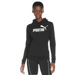 Puma Essentials Logo Women's Hoodie Kadın Kapüşonlu Sweatshirt, Puma Black, XS