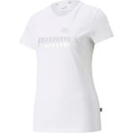 Puma Essentials Metallic Kadın Beyaz Baskılı Bisiklet Yaka Tişört - XS