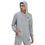 Puma Essentials Small Logo Fermuarlı Kapüşonlu Sweatshirt Gri M