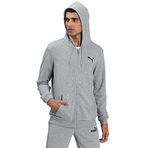 Puma Essentials Small Logo Full-Zip Hoodie Men Unisex Yetişkin Kapüşonlu Sweatshirt, Medium Gray Heather-Cat, M