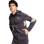 Puma EvoStripe Fermuarlı Kapüşonlu Sweatshirt Siyah Gri