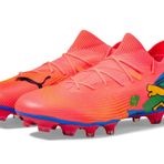 PUMA Future 7 Match Neymar Jr Firm Zemin/Yapay Zemin Futbol Kramponları, Sunset Glow/PUMA Black/Sun Stream/PUMA Yeşil/Mavi, 12