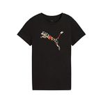 Puma Graphics Floral Cat Logo Kadın Kısa Kollu T-Shirt Siyah