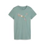 PUMA GRAPHICS Floral Cat Logo Tee Kadın Tişört, Green Moon, S