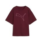 PUMA Her Kadın Grafik Baskılı Geniş Kesim Tişört,Ruby Shimmer Xs