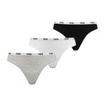 PUMA Kadın iç çamaşırı 3 string tanga avantaj paketi. White/Grey/Black L