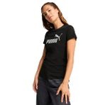Puma Metallic No 1 Logo Kadın Siyah Yuvarlak Yaka Tişört, XS