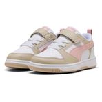 Puma Rebound V6 Low Çocuk Krem/Pembe Spor Ayakkabı, 35, 397419, PUMA WhiteMist-Desert Dust, Unisex Çocuk