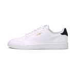 Puma Shuffle Perforated Trainers White Black Puma Team Gold Unisex Yetişkin Spor Ayakkabı