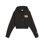 Puma Team Cropped Kadın Siyah Kapüşonlu Sweatshirt, L