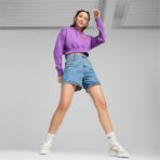 Puma Team Kadın Cropped Kapüşonlu Sweatshırt - Mor