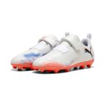 PUMA Üniseks Çocuk Future 8 Play V Fg/Ag Rb Jr Futbol Ayakkabısı, Puma White PUMA Black Glowing Red, 34 EU