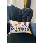 Punch Nakışlı 1 Adet Kırlent Kılıfı - 30 x 50 cm - Ekru