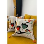 Punch Nakışlı 2ADET Kırlent Kılıfı - 43 x 43 cm - Bej