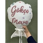 Punch Passion Bebek Dekoratif Kırlent/isimli Bebek Takı Yastığı Dekoratif Yastık Punch Nakışlı-Iç Dolgulu-Balon Tp - Sütlü Kahve - Standart