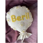 Punch Passion Bebek Takı Yastığı/punch Kırlent /isimli Balon Yastık / 25X35-İÇ Dolgulu-Model KOD:PPK142 - Ekru - Standart