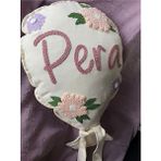 Punch Passion Bebek Takı Yastığı/punch Kırlent /isimli Balon Yastık / 25X35-İÇ Dolgulu-Model KOD:PPK160 - Ekru - Standart