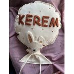 Punch Passion Bebek Takı Yastığı/punch Kırlent /isimli Balon Yastık / 25X35-İÇ Dolgulu-Model KOD:PPK162 - Ekru - Standart