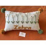 Punch Passion İsimli Bebek Takı Yastığı Dekoratif Yastık Kılıfı Punch Nakışlı Içi DOLGUSUZ-30 x 50 - Ekru - Standart