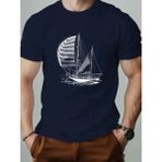 Punix Büyük Beden Özel Seri Marin Baskılı %100 Pamuk Ter Tutmayan Modern Battal Erkek T-Shirt - Lacivert - XL