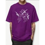 Punix Büyük Erkek Battal Gang Angel Baskılı Tam Yazlık Mor T-Shırt - 3XL