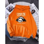 Punıx Kids Kapüşonlu Özel Üretim Miskin Panda Baskılı Kız Çocuk Oversize Sweatshirt - 5 Yaş - Turuncu