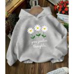 Punix Kids Punıx Kıds Kapüşonlu Grow Positive Thoughts Baskılı Kışlık Kalın Kız Çocuk Sweatshırt - Gri - 3 Yaş