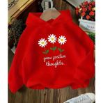 Punix Kids Punıx Kıds Kapüşonlu Grow Positive Thoughts Baskılı Kışlık Kalın Kız Çocuk Sweatshırt - Kırmızı - 9 Yaş