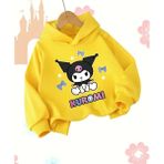 Punix Kids Punıx Kıds Özel Tasarım Kuromi Baskılı Kışlık Kalın Kapüşonlu Kız Çocuk Sweatshırt - 2 Yaş