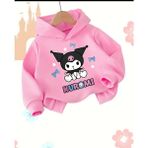 Punix Kids Punıx Kıds Özel Tasarım Kuromi Baskılı Kışlık Kalın Kapüşonlu Kız Çocuk Sweatshırt - Pembe - 13 Yaş