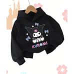 Punix Kids Punıx Kıds Özel Tasarım Kuromi Baskılı Kışlık Kalın Kapüşonlu Kız Çocuk Sweatshırt - Siyah - 11 Yaş