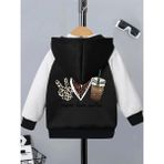 Punix Kids Punıx Kıds Özel Tasarım Peace Love Coffee Sırt Baskılı Kapüşonlu Oversize Kız Çocuk Sweatshırt - Siyah - 18 Yaş