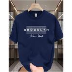 Punix Özel Seri Brooklyn Baskılı Ter Tutmayan Tam Yazlık Büyük Beden Erkek T-Shırt - Lacivert - 9XL