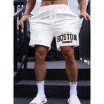 Punix Punıx Büyük Beden Özel Seri Boston Baskılı %100 Pamuk Çift Cep Yeni Sezon Erkek Battal Bermuda Şort - Beyaz - 6XL