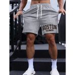 Punix Punıx Büyük Beden Özel Seri Boston Baskılı %100 Pamuk Çift Cep Yeni Sezon Erkek Battal Bermuda Şort - Gri - 5XL