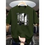 Punix Punıx Büyük Beden Özel Tasarım In Your Bıg World Baskılı Yeni Sezon Yazlık Erkek T-Shırt - Yeşil - 10XL