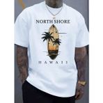 Punix Punıx Büyük Beden Özel Tasarım North Shore Hawaıı Baskılı Yeni Sezon Yazlık Erkek Tarzt-Shırt - Beyaz - 6XL