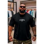 Punix Punıx Büyük Beden Yeni Sezon Battal Calıfornıa Usa Baskılı Ter Tutmayan Yazlık Erkek T-Shırt - Siyah - 9XL