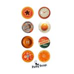 Punky Store Retro Turuncu Temalı Rozet Seti 44 mm Karışık Desenli İğneli Yaka Rozeti 8 Adet
