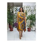 Punta Otantik BD13303 Viskon Kolsuz Bodrum Batikli Elbise
